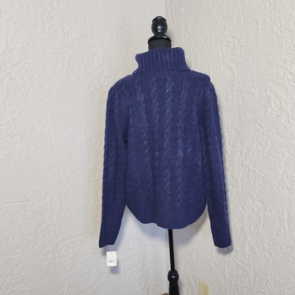 Ophelia Roe Women's Purple Cowl Neck Cable Knit Pullover Sweater - Picture 5 of 5